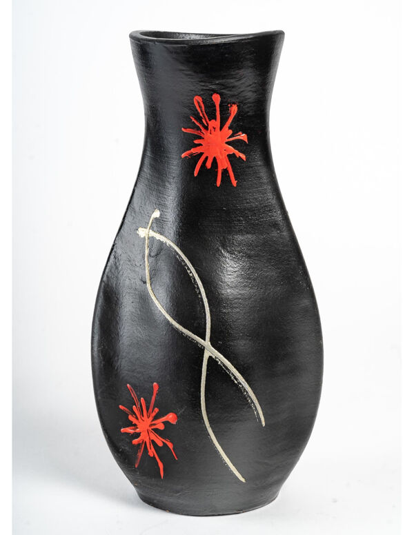 Vase en terre cuite peint, design 1950-1960