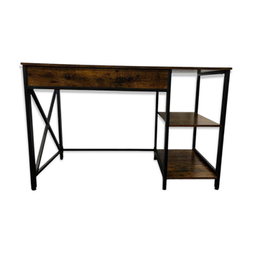 Console, bureau vintage en bois avec cadre noir