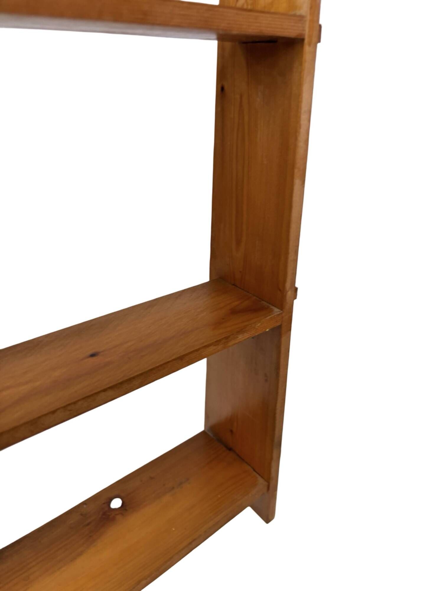 Vintage wooden wall shelve rack bookshelf in pinewood minimalist design