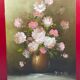 Vase au bouquet, signature à identifier, huile sur toile