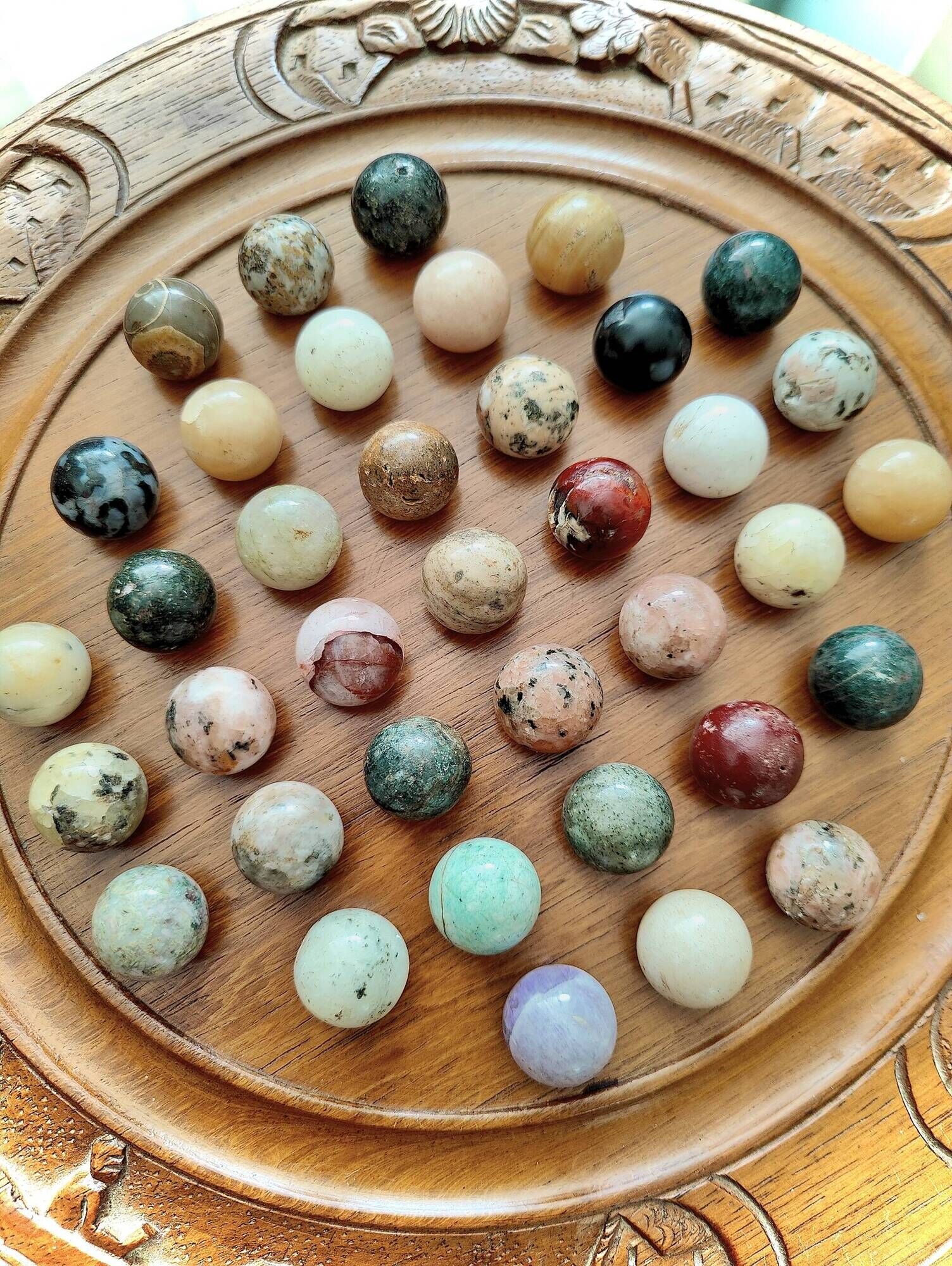 MALAGASY SOLITAIRE GAME with SEMI-PRECIOUS STONES