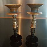 Pair of 17th century bronze candlesticks