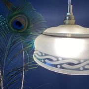 Suspension abat-jour vintage en verre dépoli