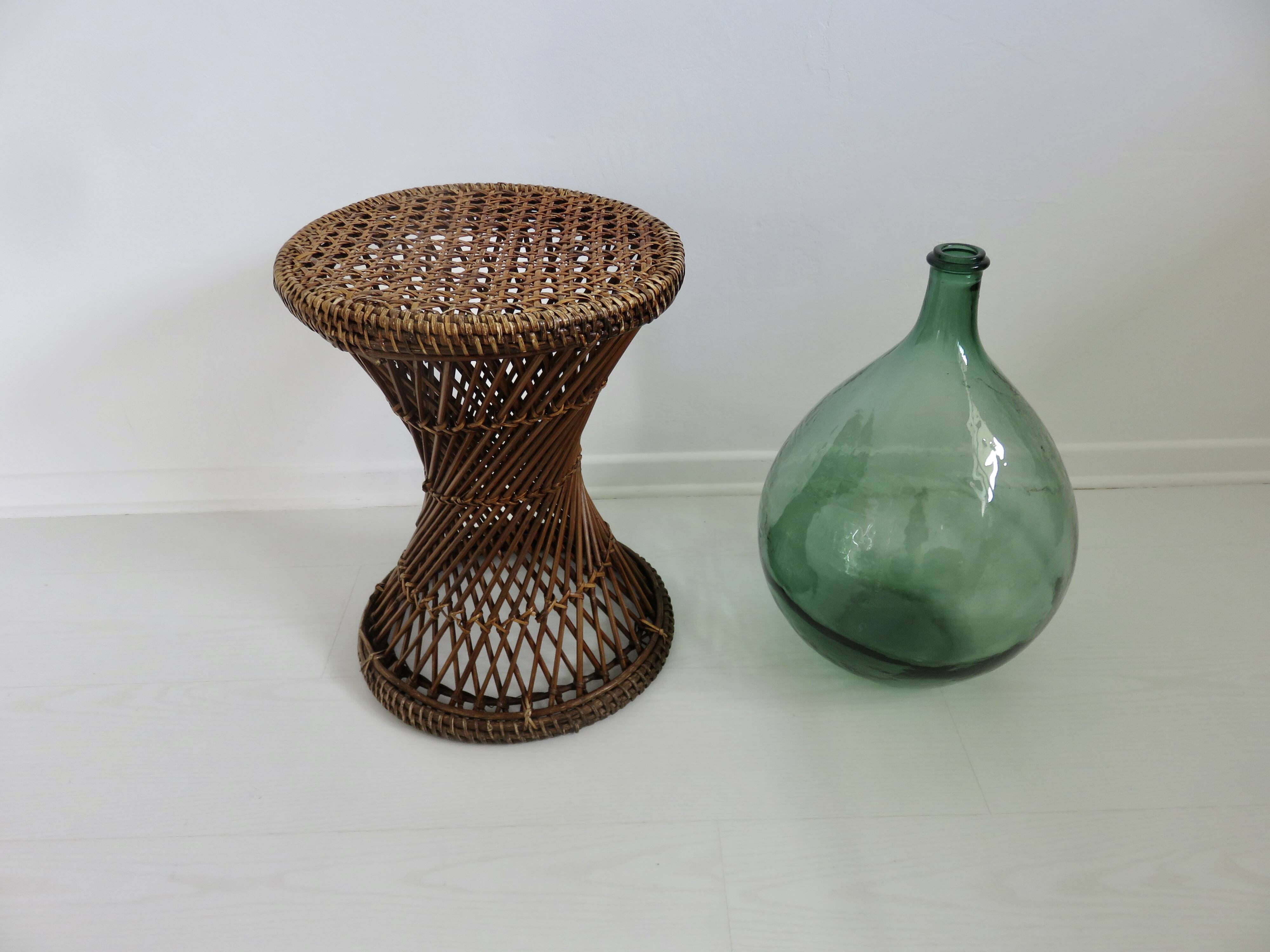 Tam Tam stool in rattan and canework 60s 70s