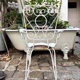Fauteuil de jardin en fonte de fer blanche n°1