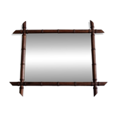 Miroir mural en bois tourné façon bambou, style Napoléon III, XIXe 67x56 cm
