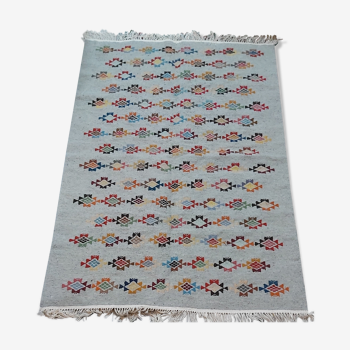 Tapis gris multicolore fait main berbère 124x186cm