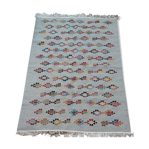 Tapis gris multicolore fait main