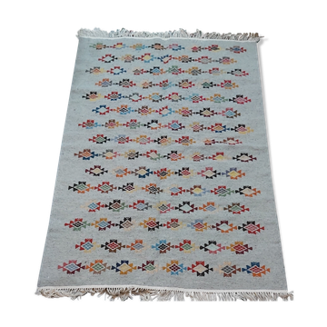 Tapis gris multicolore fait main berbère 124x186cm
