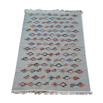 Tapis gris multicolore fait main berbère 124x186cm