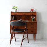 1960s Scandinavian Teak Secretaire with Sculpted Handles