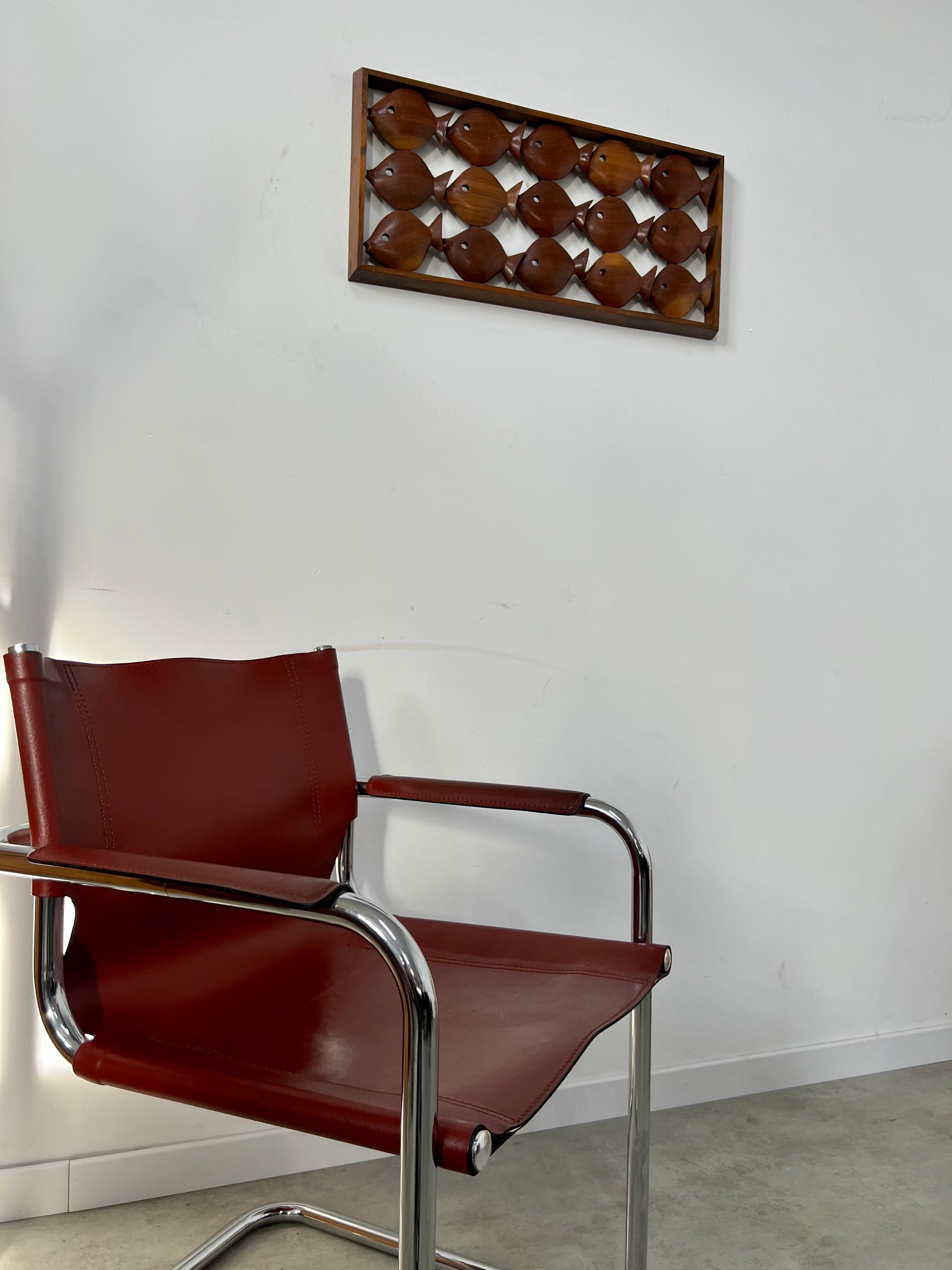 Old teak frame "fish" Scandinavian design of the 60s vintage decoration