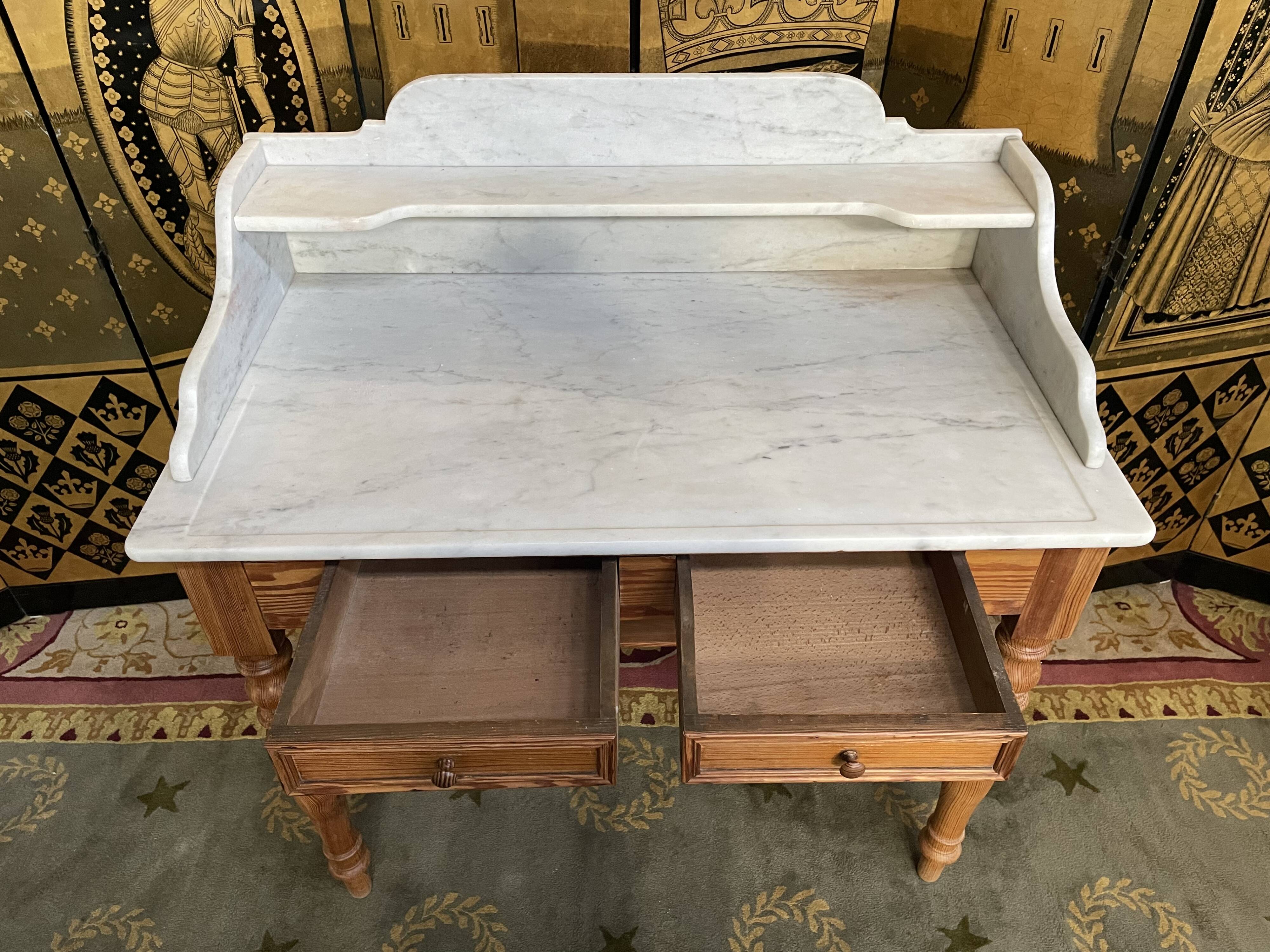 Toilet table - Louis Philippe dressing table in fir and marble