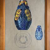 France LAMBERT 1902-1981. Gouache. Art Deco vase design, circa 1925.