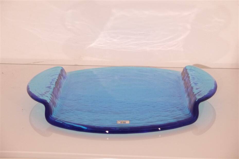 Blue glass dish by Gunnar Ander 1970