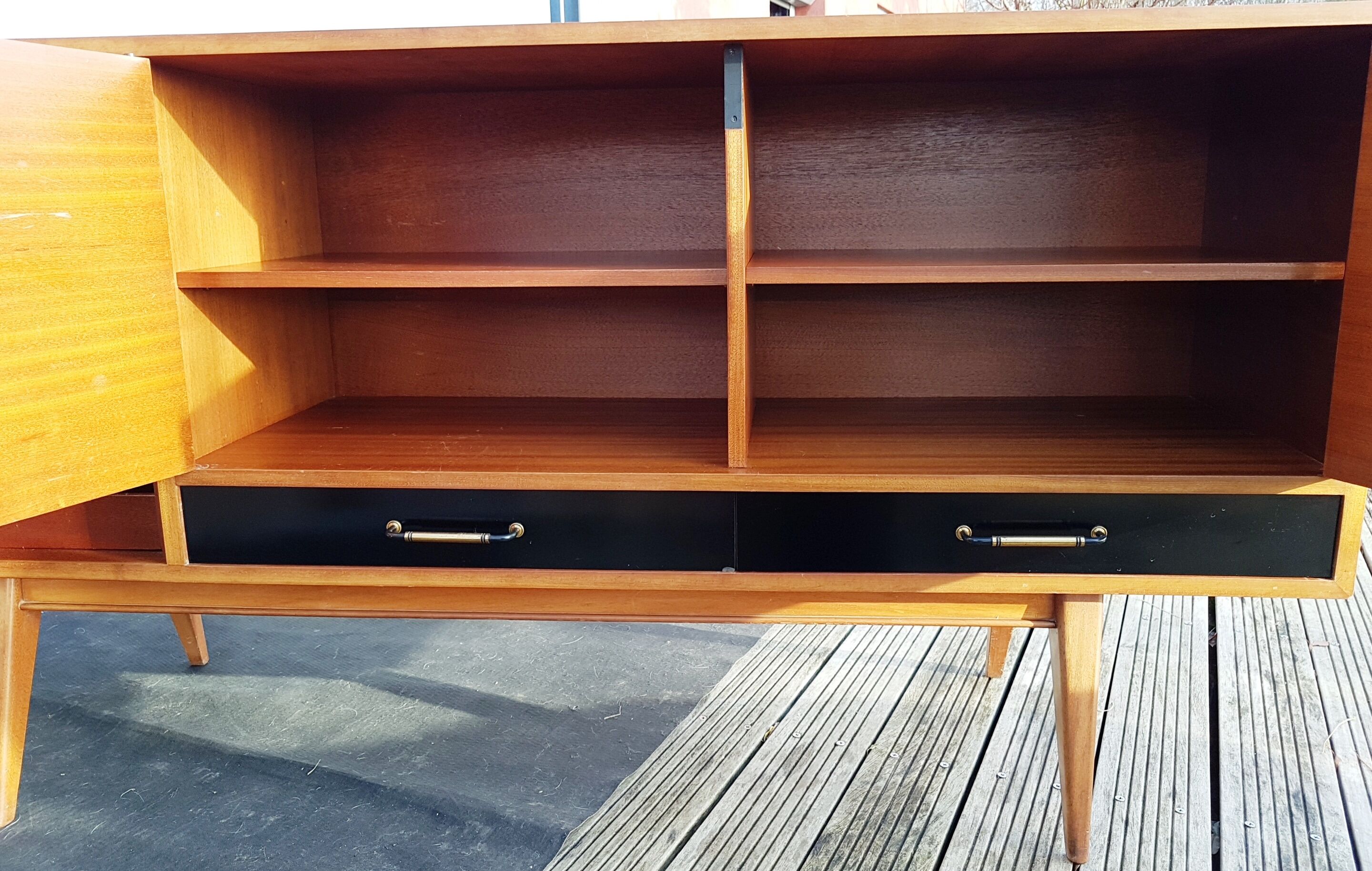 Sideboard in teck and formica black design Charles Ramos