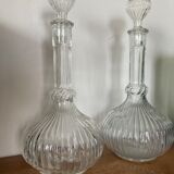 Duo of glass decanters