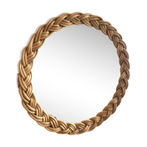 Round rattan mirror 23 cm, 1970
