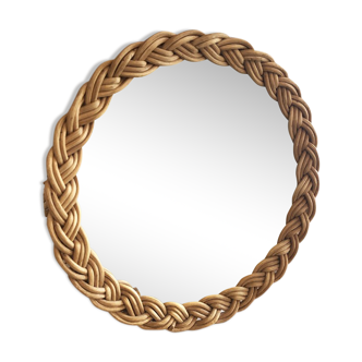 Round rattan mirror 23 cm, 1970