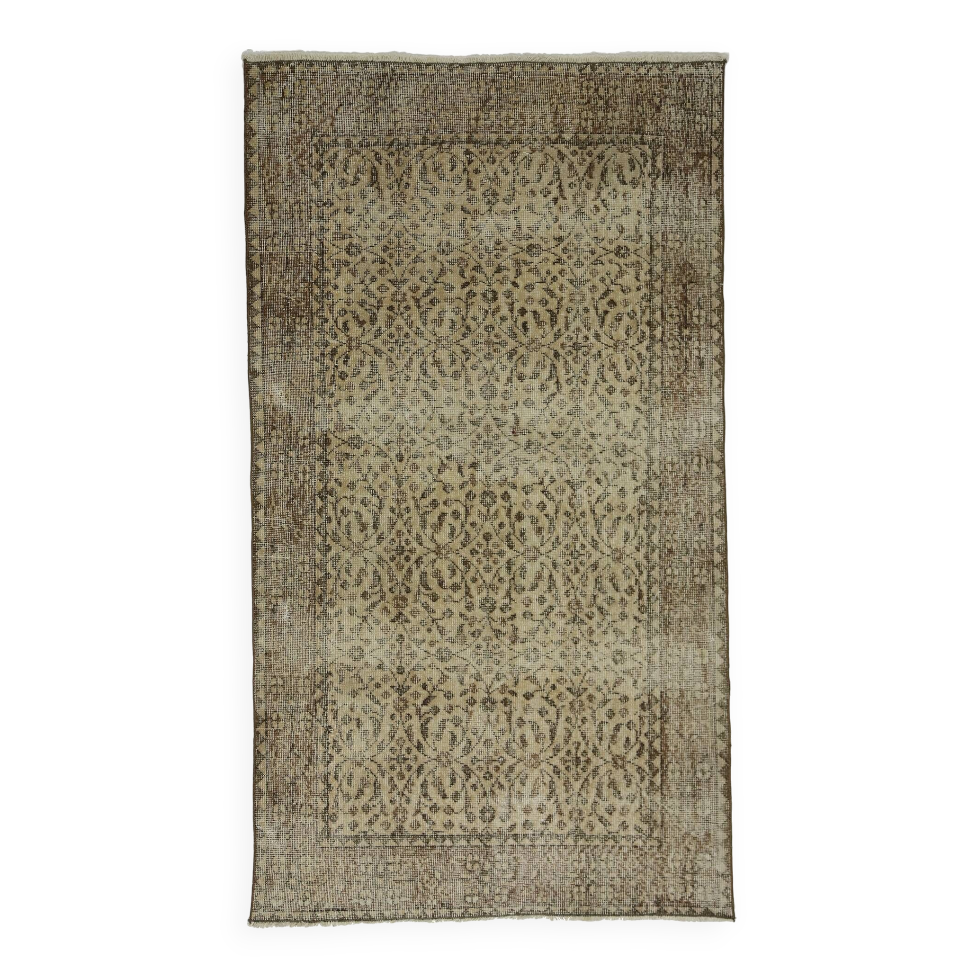 Turkish Anatolian Handmade Vintage Area Rug 201 cm x 114 cm