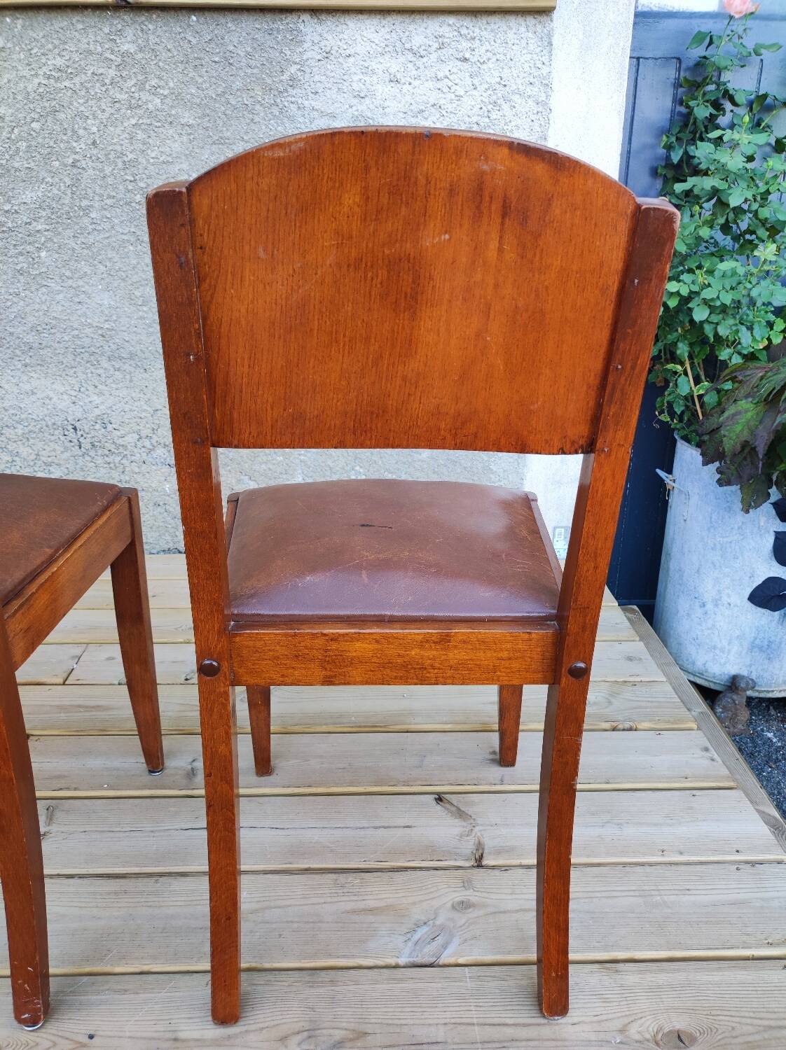 Set of 6 STELLA chairs, Art Deco, leather seat