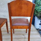 Set of 6 STELLA chairs, Art Deco, leather seat