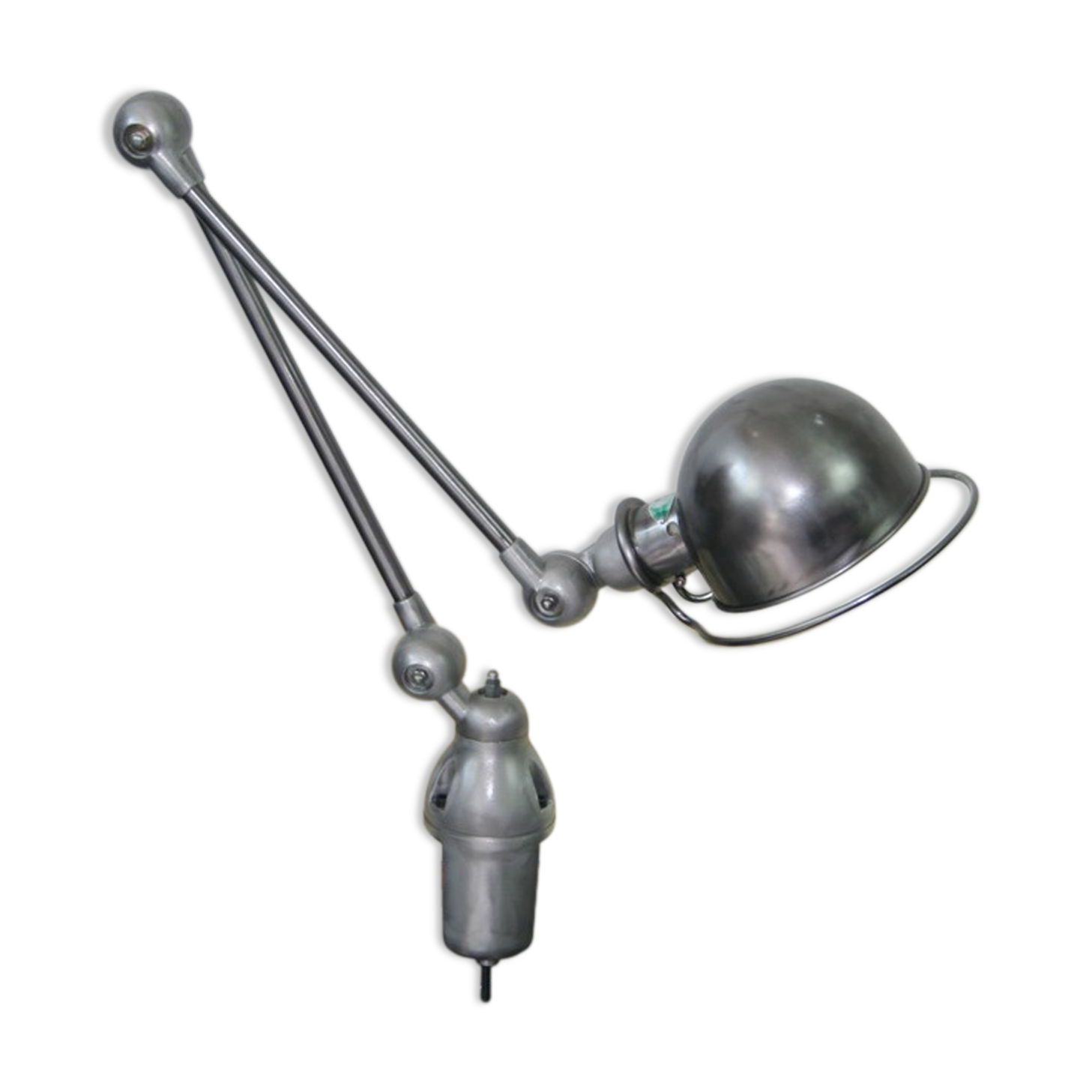 Jieldé desk lamp 2 arms 40cm base seed glossy varnish, Vintage industrial Jean Louis Domecq