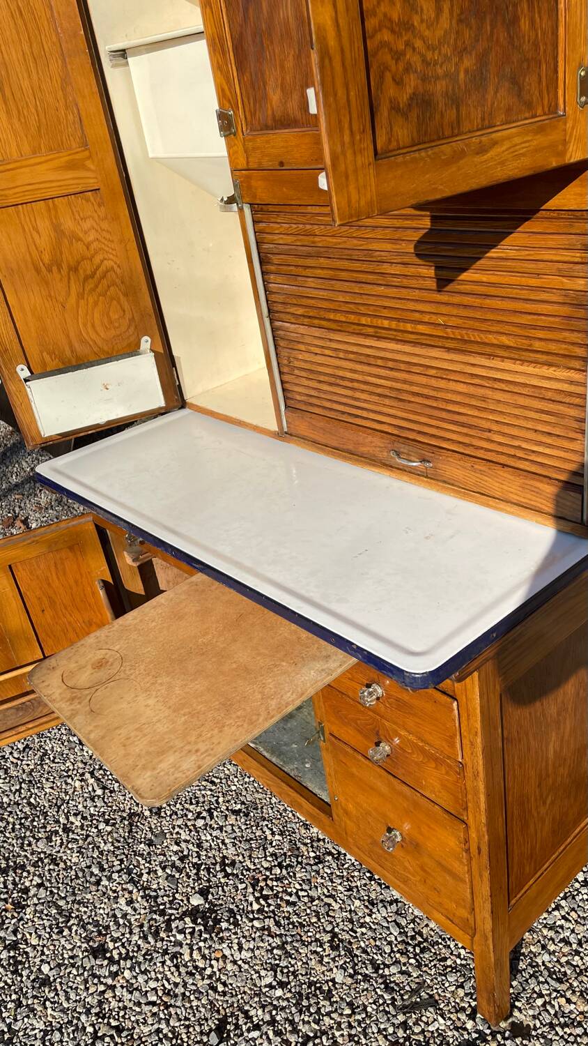 armoire buffet de cuisine porcelaine, émaillée et Hoosier