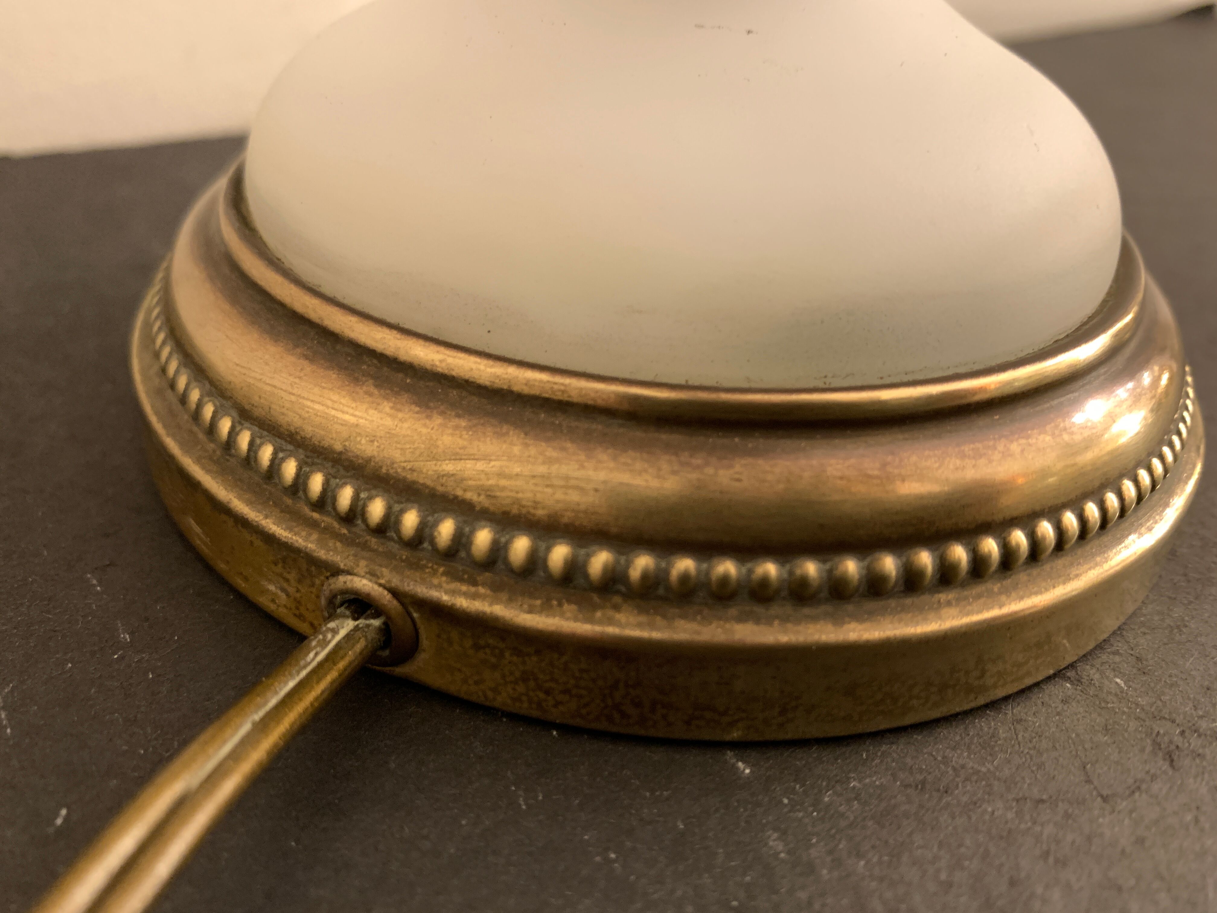 Lamp foot in Opaline de Sèvres and brass, 1950