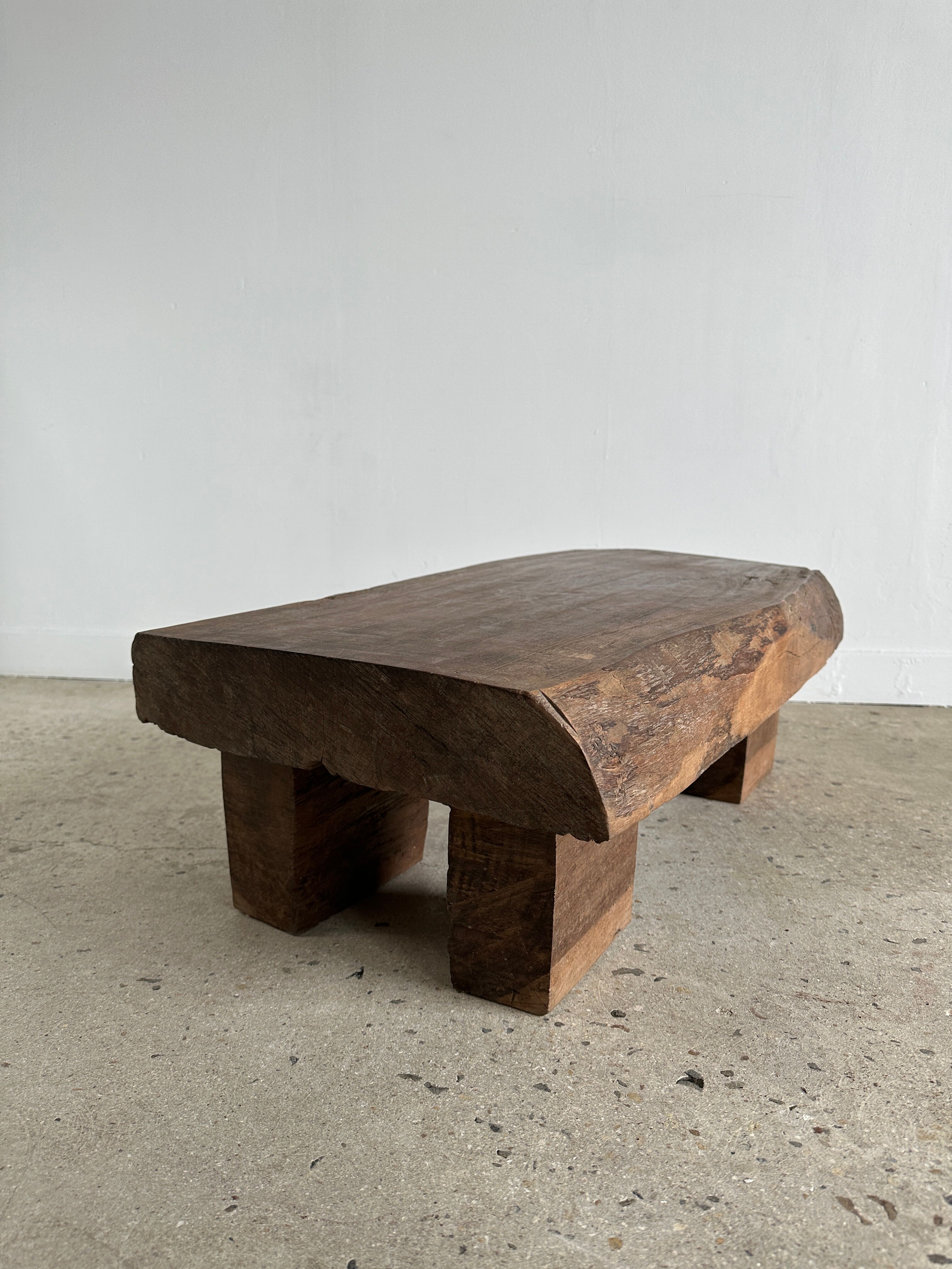 Asian solid wood quadripod brutalist coffee table H30 L81 l42