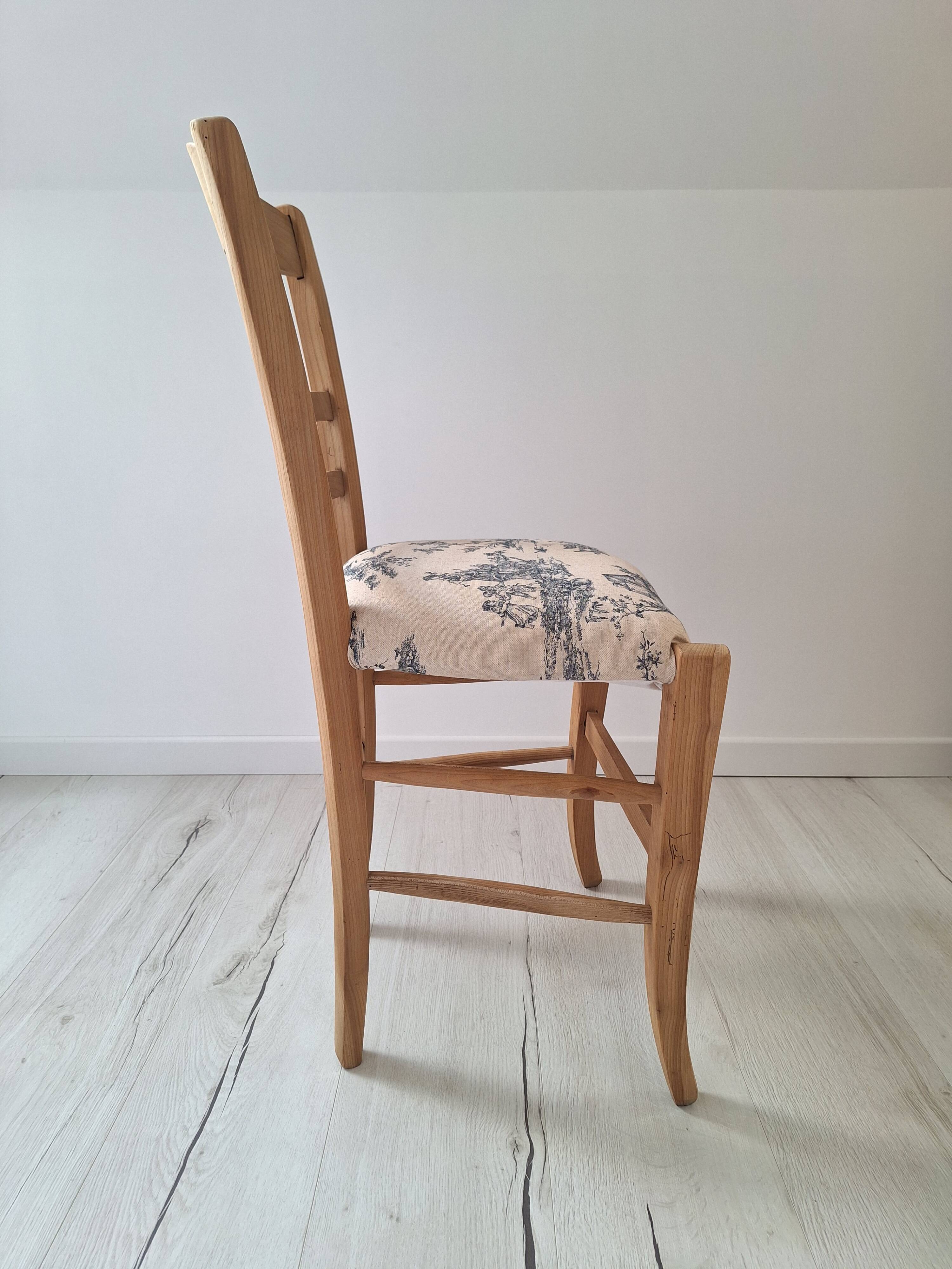 Chaise de campagne en toile de Jouy bleu