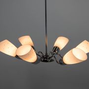 Mid-Century Chrome-Plated 6 Flamming Chandelier by Instala Decin, 1950s