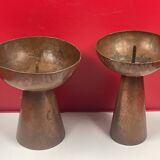 Candle holder x 2 brutalist copper candle pick (metalwork style)