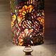 rustic chic turned wooden lamp, ethnic African wax lampshade