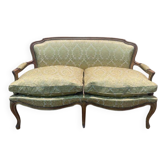 Canapé - Banquette de style Louis XV soierie jaune