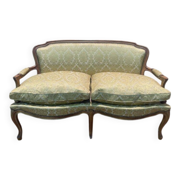 Sofa - Louis XV style bench in yellow silk
