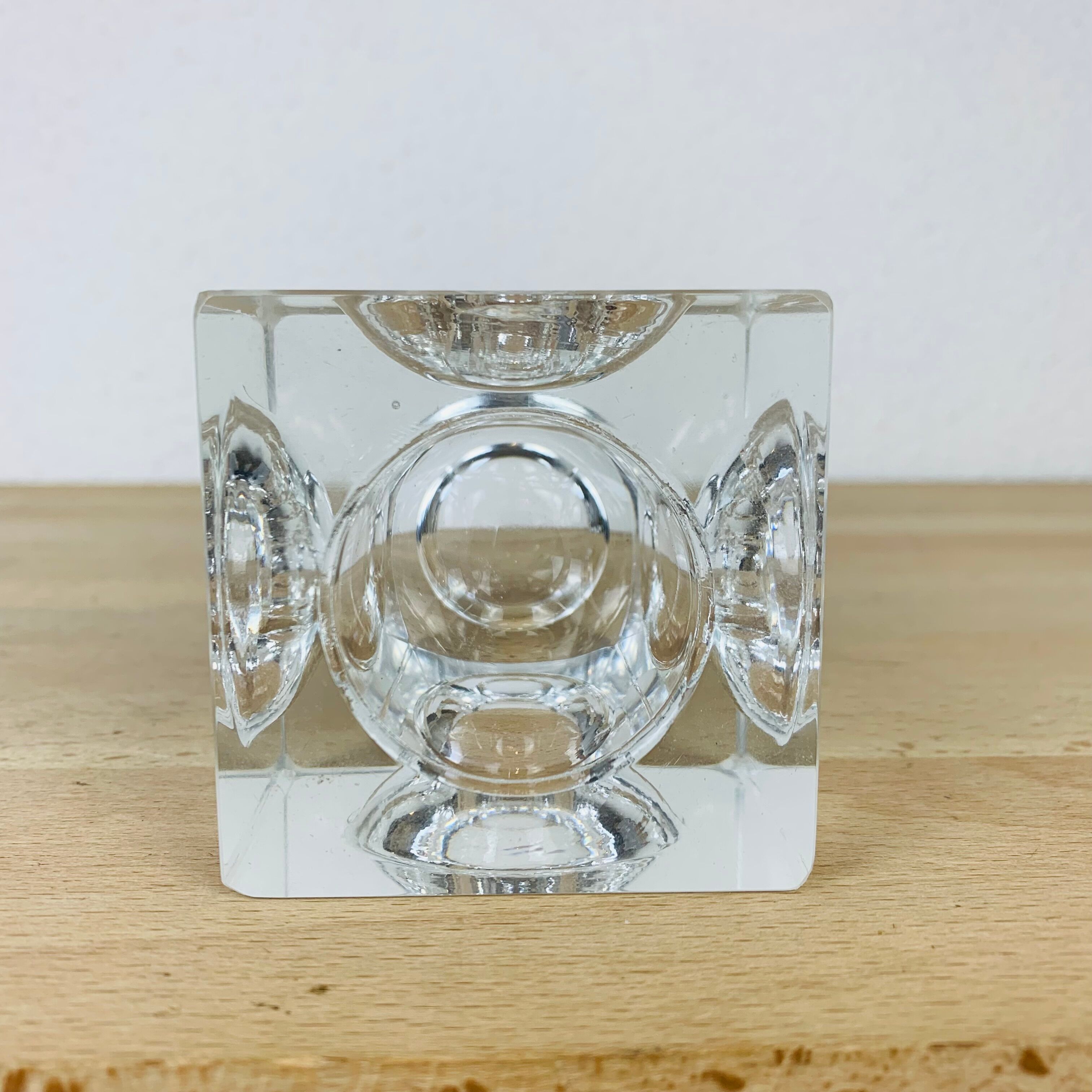 Candle holder cube glass design space age 70 ice cube ice cube