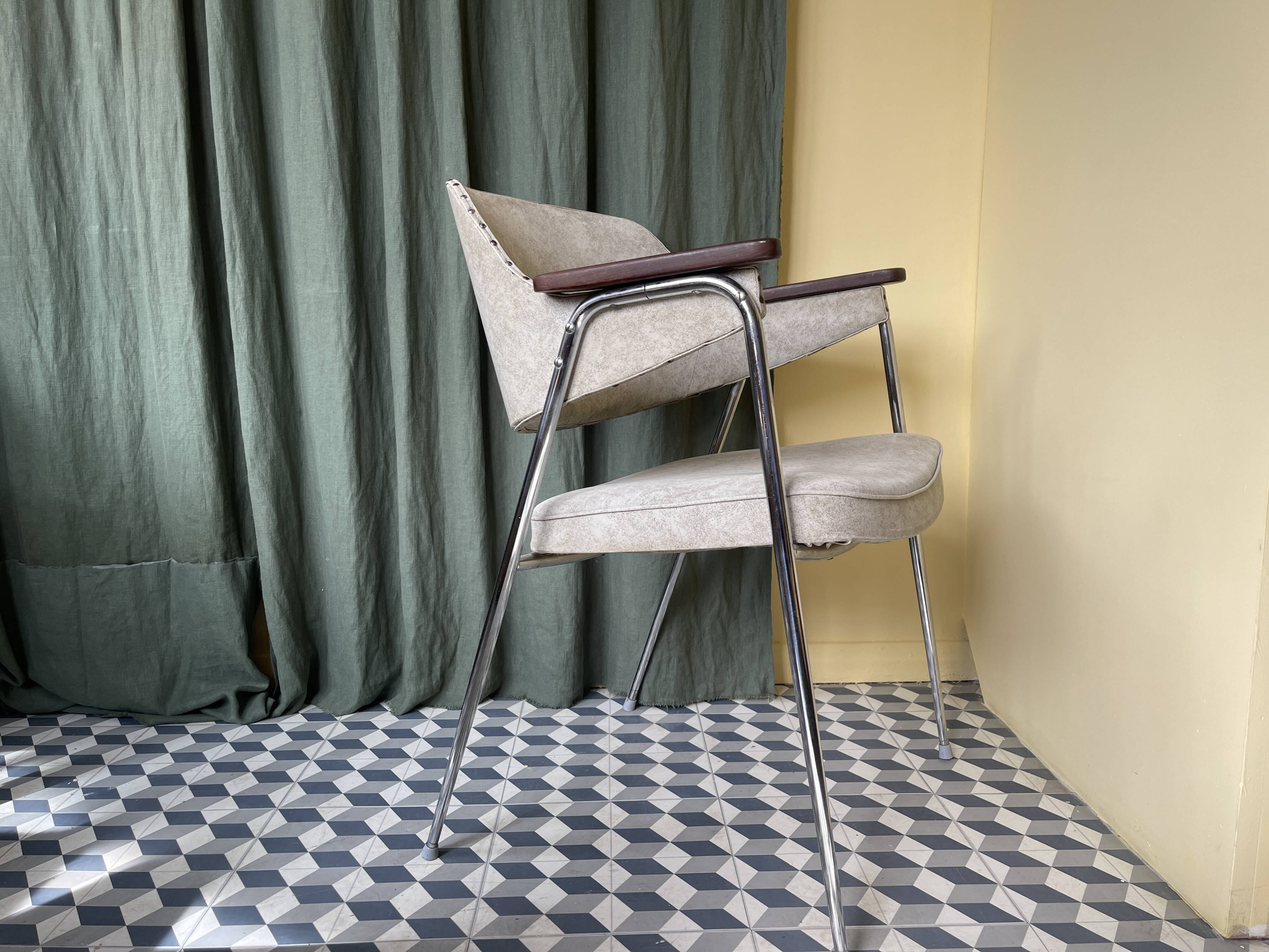 1970s Desk Chair with Teak Arms