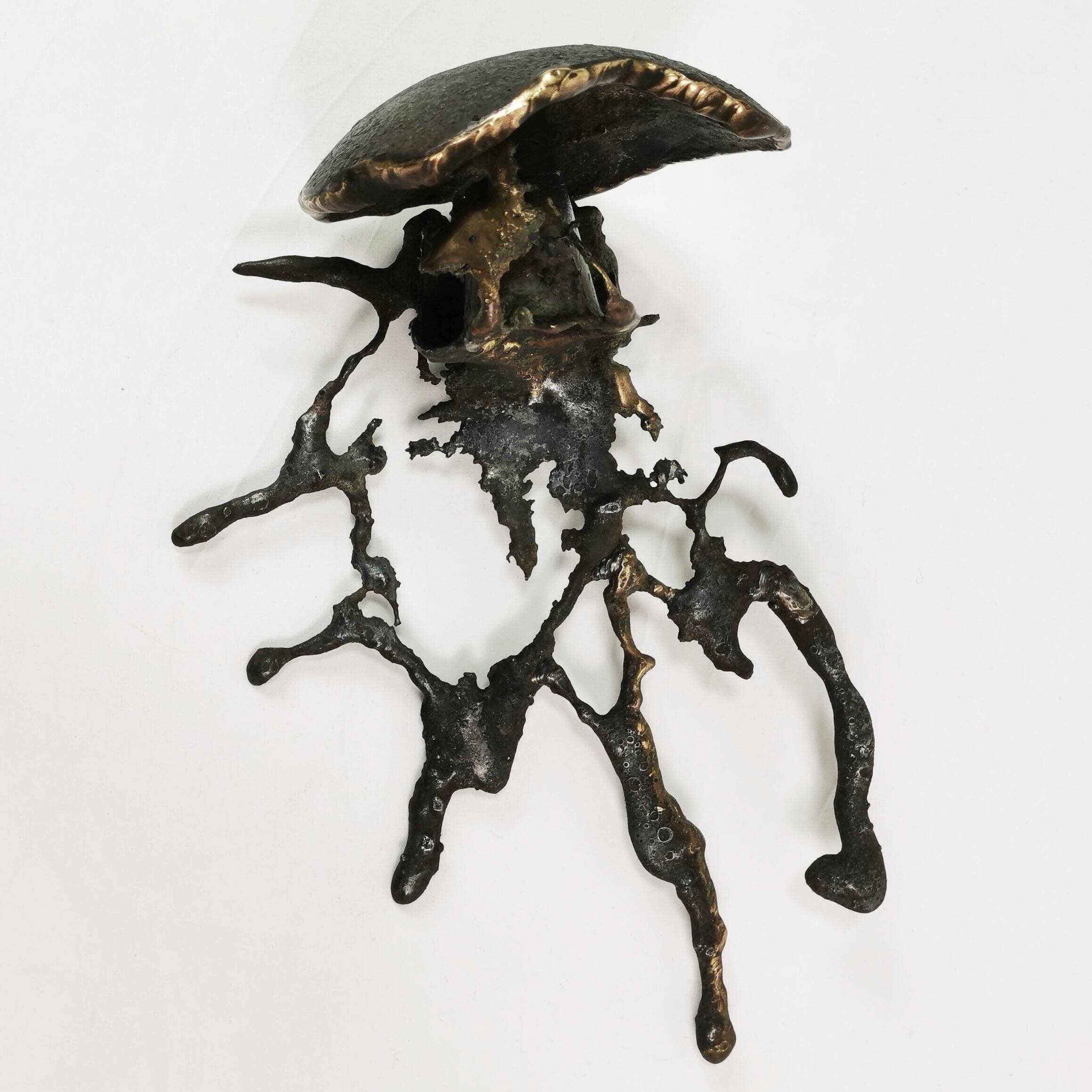 Brutalist cast iron candlestick, Belgium, 1960s.