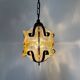 Brutalist glass and iron hanging lamp, 1970s