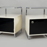 Pair of Black and white bed side tables made in 1940s Czechia