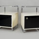 Pair of Black and white bed side tables made in 1940s Czechia