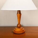 Art Deco Table Lamp in burl walnut wood, 1950s