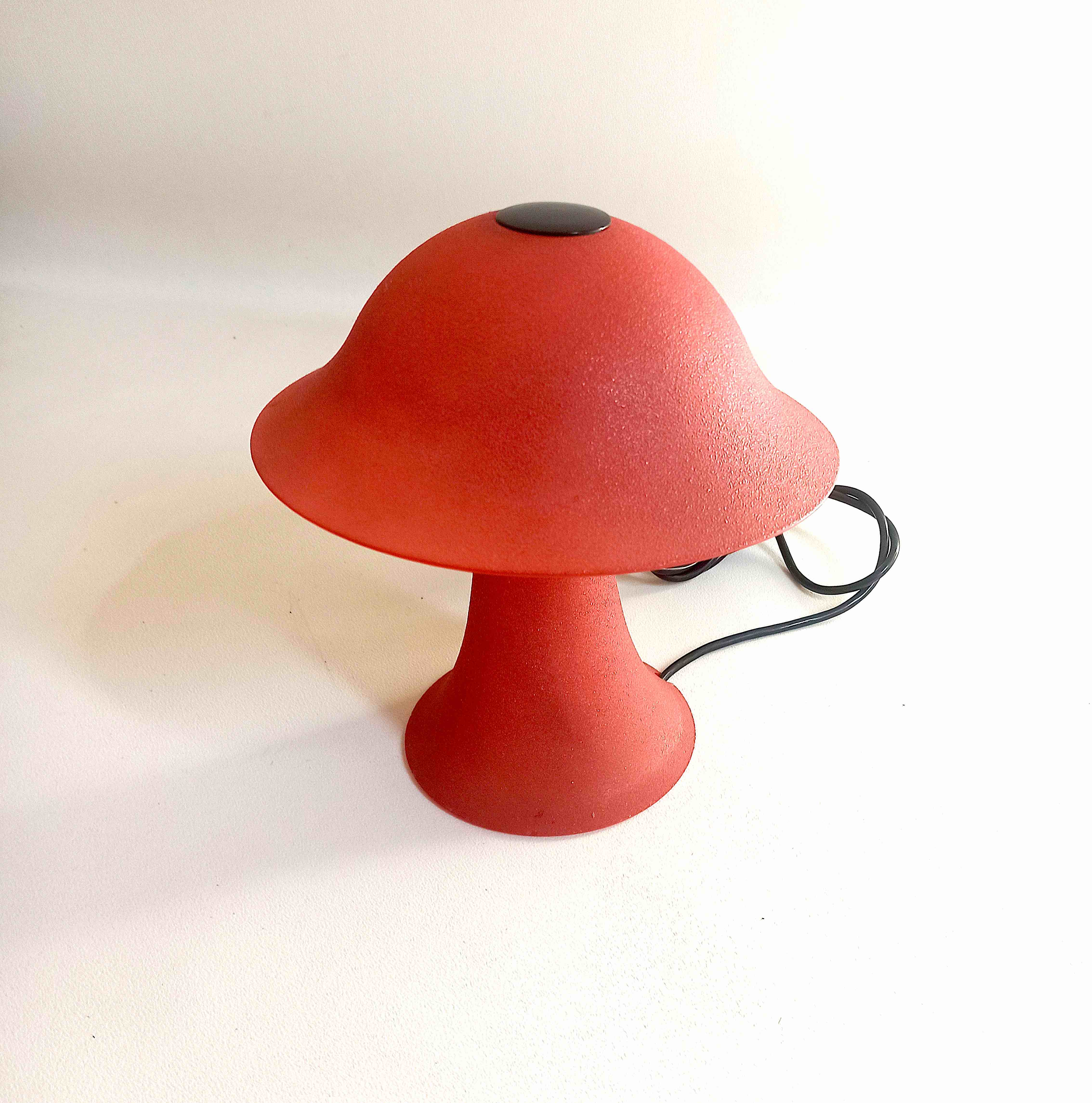 Vintage mushroom lamp red glass frosted effect