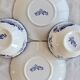 Old Lancaster cups and saucers in white earthenware with blue decoration.