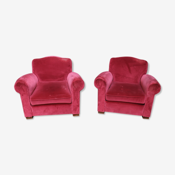 Pair of velvet club chairs