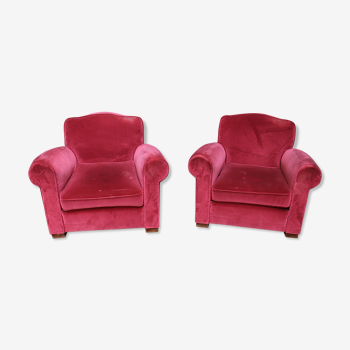 Paire de fauteuils clubs en velours