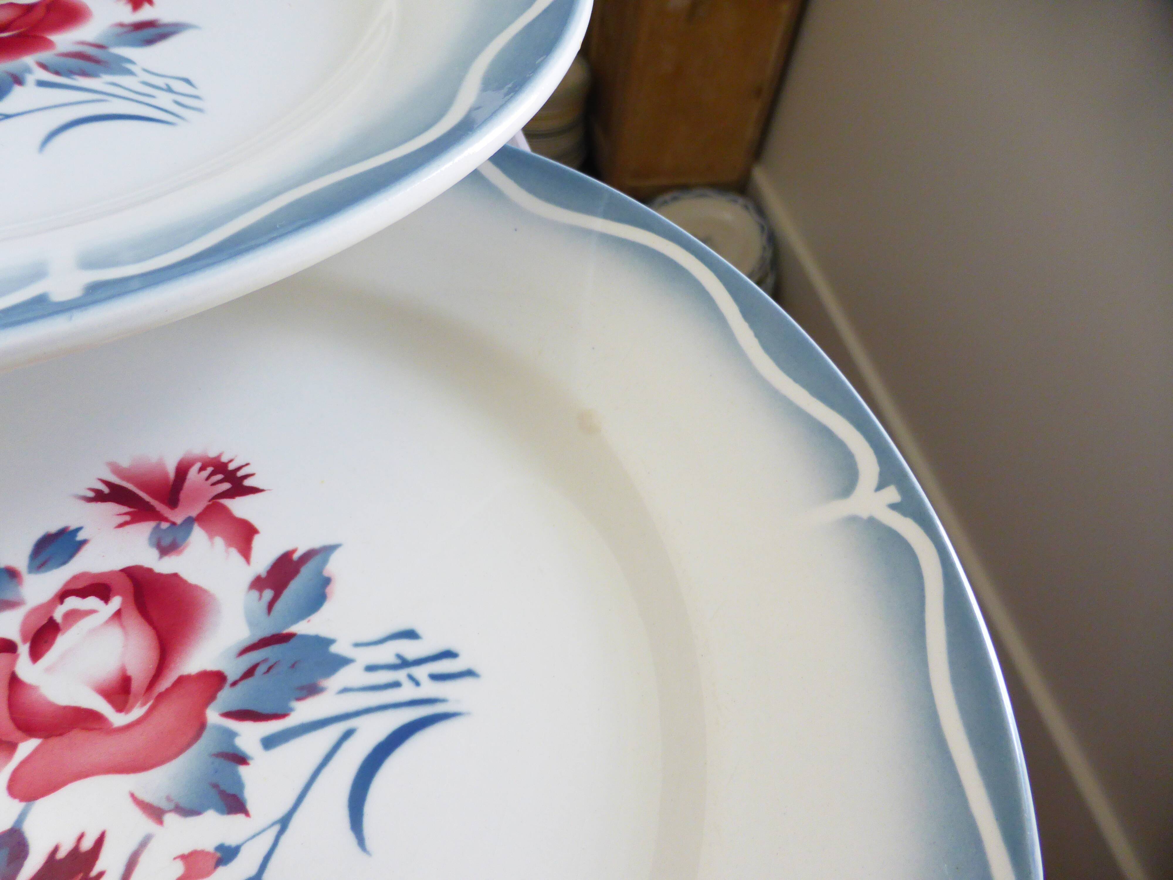 6 flat plates of Digoin Sarreguemines model Nina Rosa 210404
