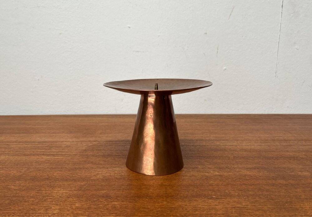 Handmade German copper candlestick from the mid-century by AWD, 1960s.
