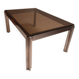 Aluminium coffee table with smoked glass by Georges Ciancimino, 1970.